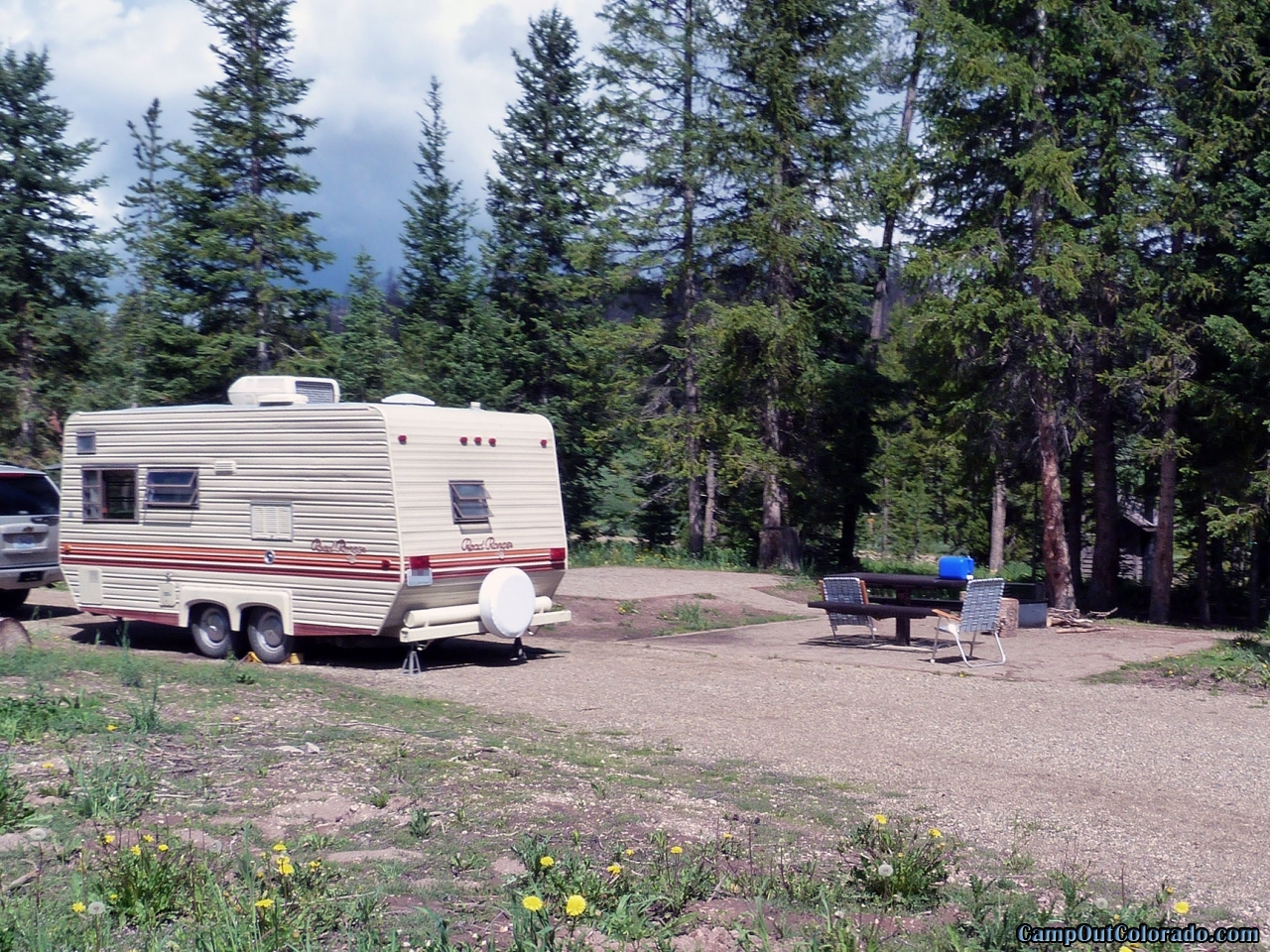Pull Through RV and Camper Campsite at Hahns Peak Lake Campground