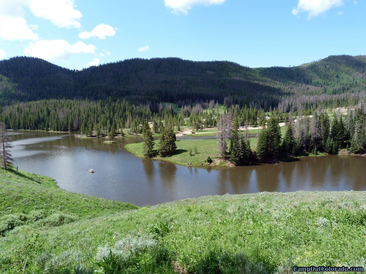 View Across Lake to Hahns Peak Lake Campground